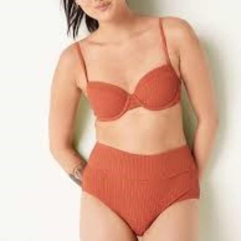 PINK Victoria's Secret | Crinkle Push-up Bikini Swim Top | Amber Clay | Small